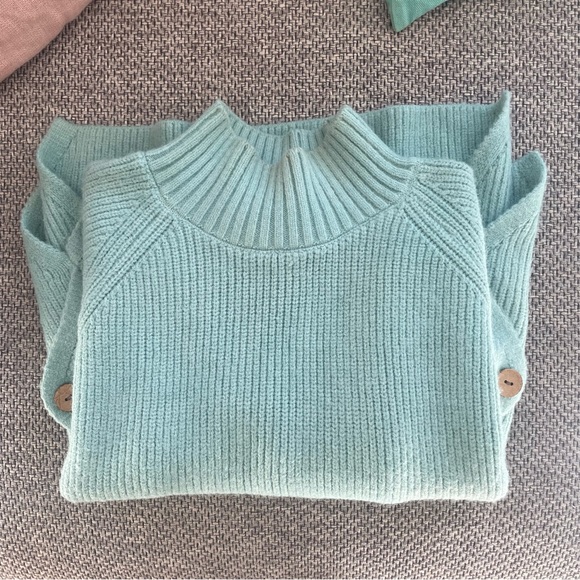 Blue knit high neck sweater from Korean boutique. S-M size - Picture 6 of 6